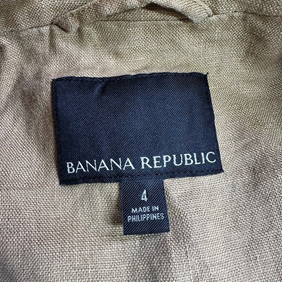 Banana Republic Blazer Tan Iced Latte Linen Double Breasted Academia Classic - Picture 5 of 10